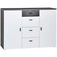 Kommode B: 160 Cm Paul, Betonoptik Dunkel/weiß - Weiß/Grau, MODERN, Holzwerkstoff (160/111/42cm)