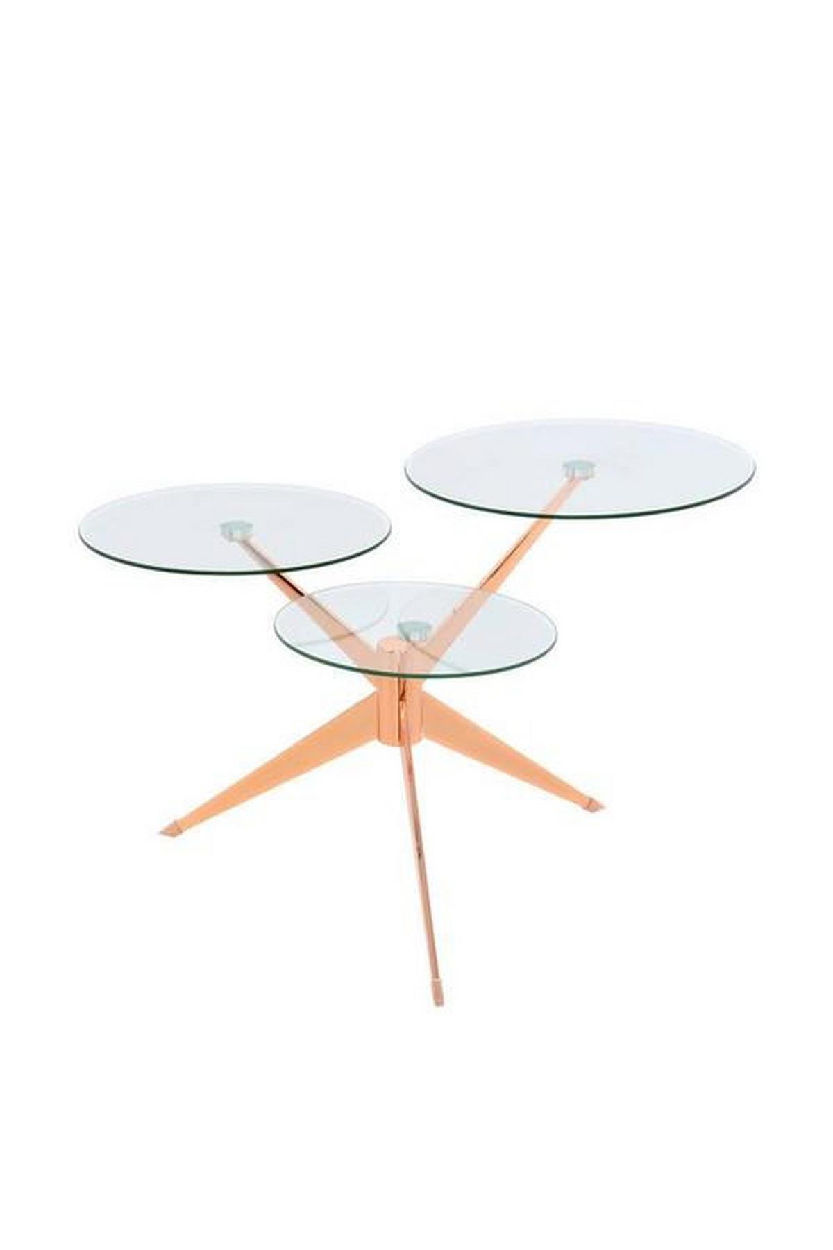 Beistelltisch Mit 3 Tischplatten Triplet Kupfer - Rosa/Kupferfarben, Basics, Glas/Holzwerkstoff (60/46/75cm) - Kayoom
