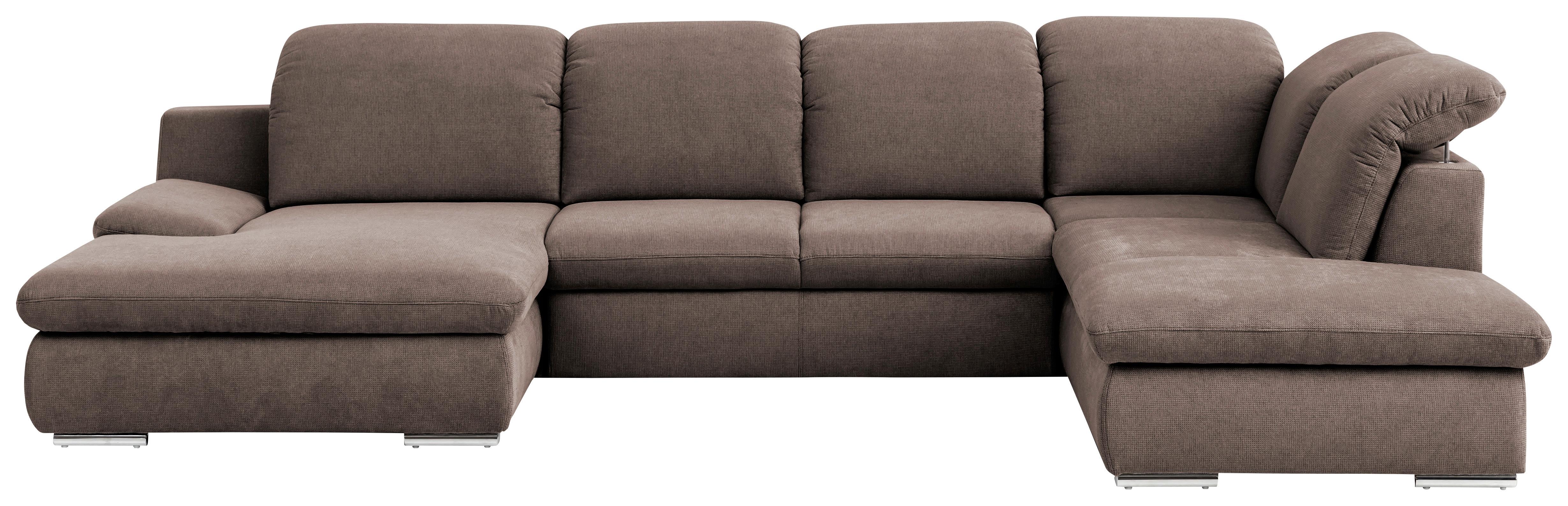 Wohnlandschaft Isona Taupe Chenille - Taupe/Chromfarben, Design, Textil (165/353/212cm) - Livetastic