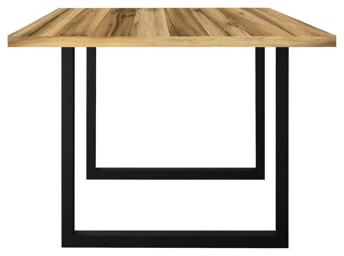 Esstisch Alex Schwarz, Plankeneiche - Plankeneiche/Schwarz, MODERN, Holzwerkstoff/Metall (140/90/78cm) - Livetastic