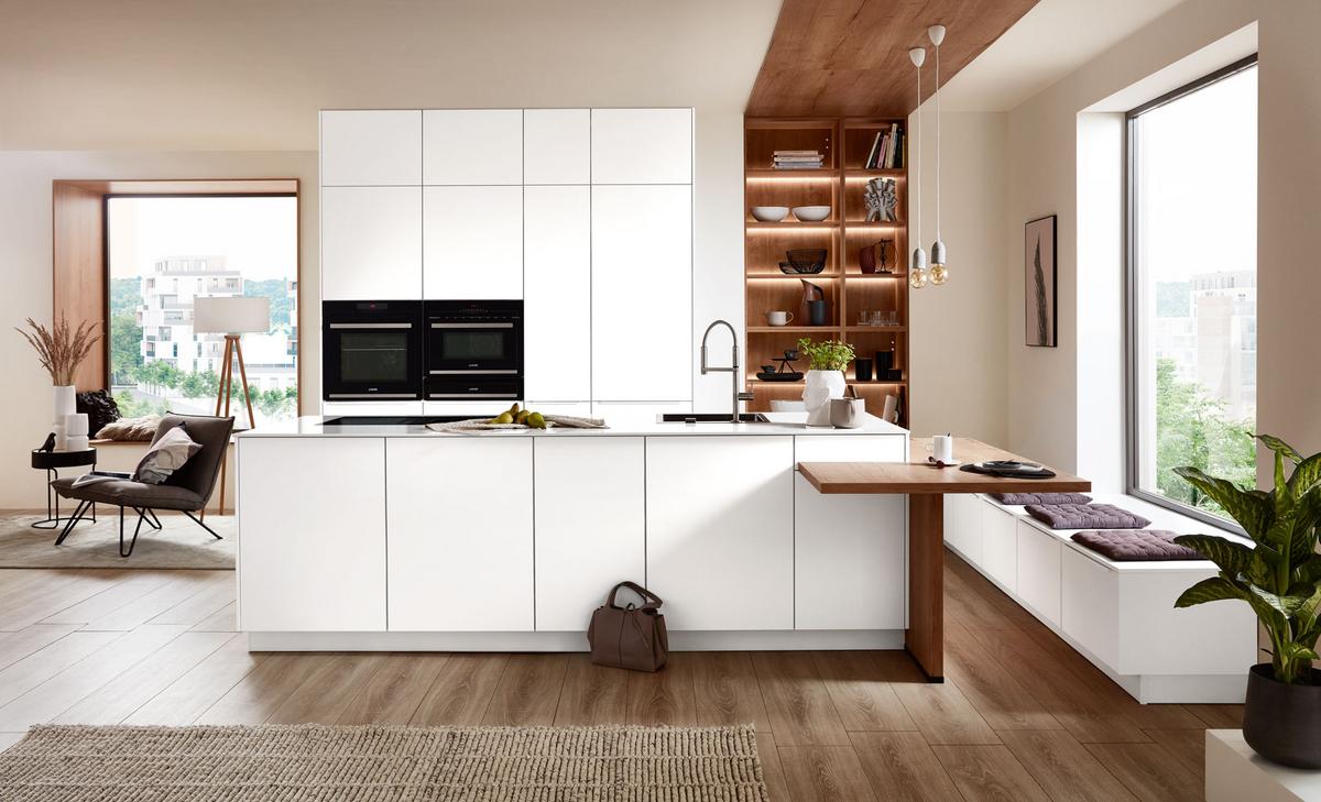 Einbauküche Eastbourne Frei Planbar Modernes Design - Eichefarben/Weiß, MODERN, Holzwerkstoff - Vertico