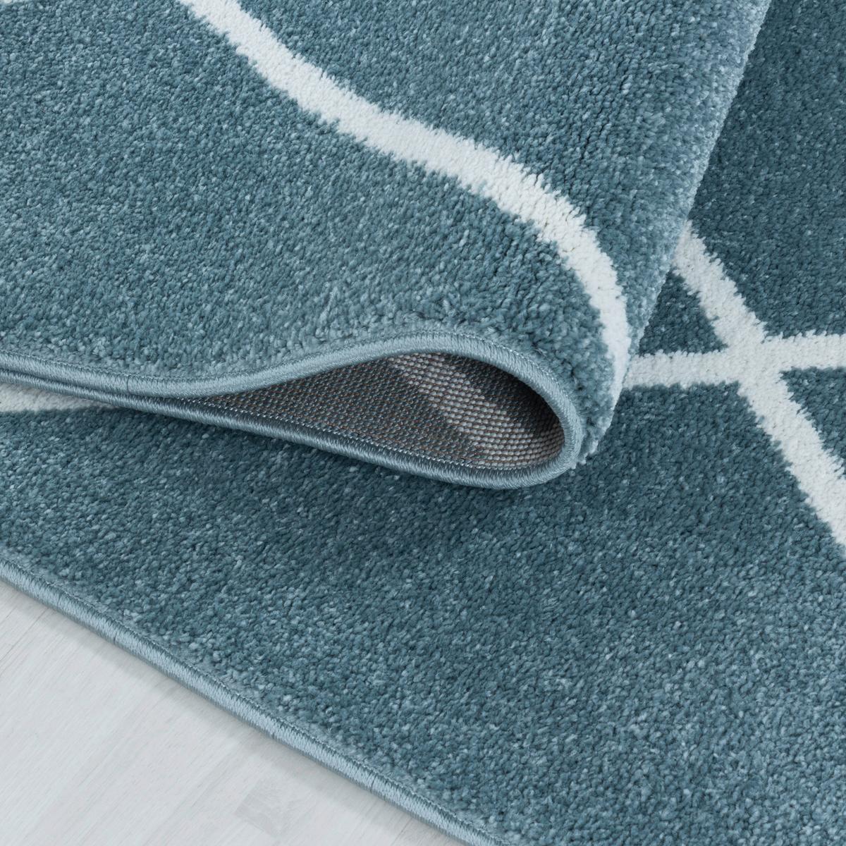 Hochflor Teppich Blau/Weiß Rio 80x150 cm - Blau, Basics, Textil (80/150cm)