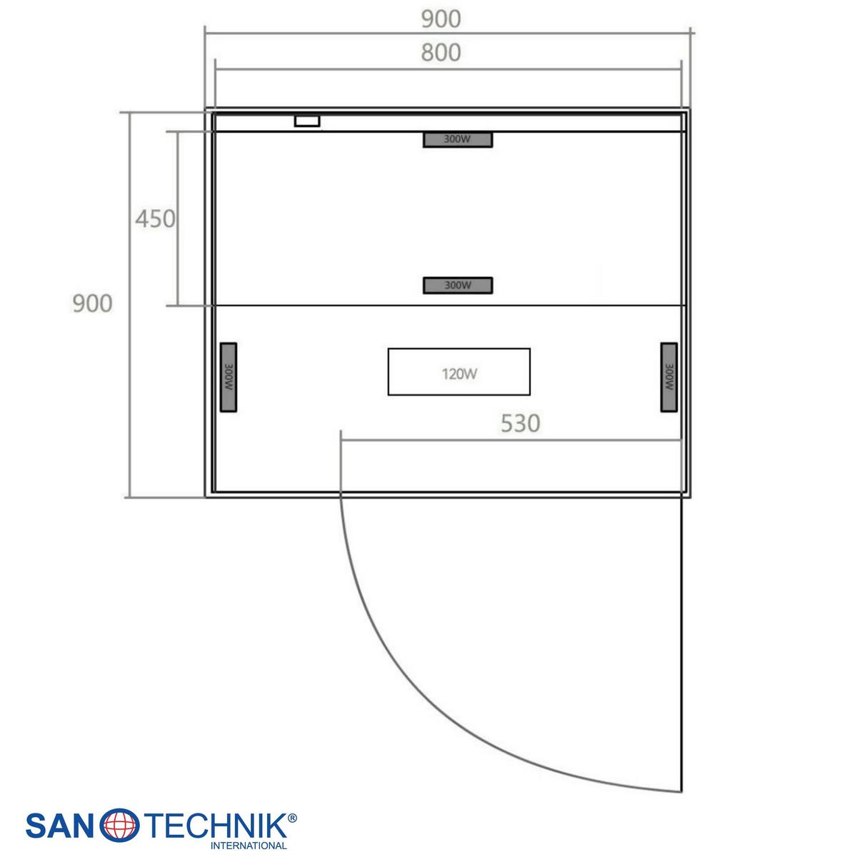 Infrarotkabine ergonomische Rückenlehnen - Naturfarben, Basics, Glas/Holz (90/190/90cm) - Sanotechnik