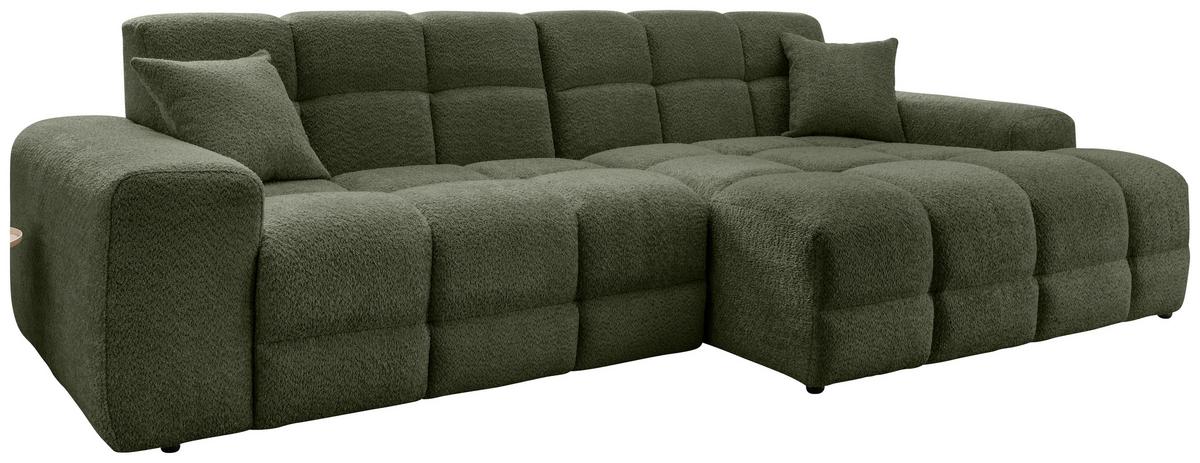 Ecksofa Bosco Dunkelgrün S: 301x152 cm - Dunkelgrün/Schwarz, MODERN, Textil (301/152cm) - Livetastic