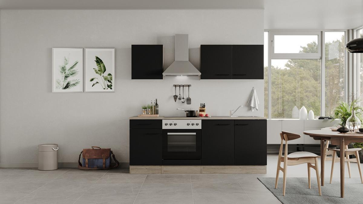 Dřezová skříňka CAPRI CAPRI DSPU 100 ES - barvy dubu/černá, Konvenční, kov/kompozitní dřevo (100/85/57cm) - FlexWell