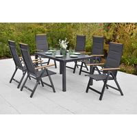 Gartentischgruppe Verona 7 -Teilig. Graphitfarben/Grau - Graphitfarben/Grau, KONVENTIONELL, Kunststoff/Textil - Gardenson