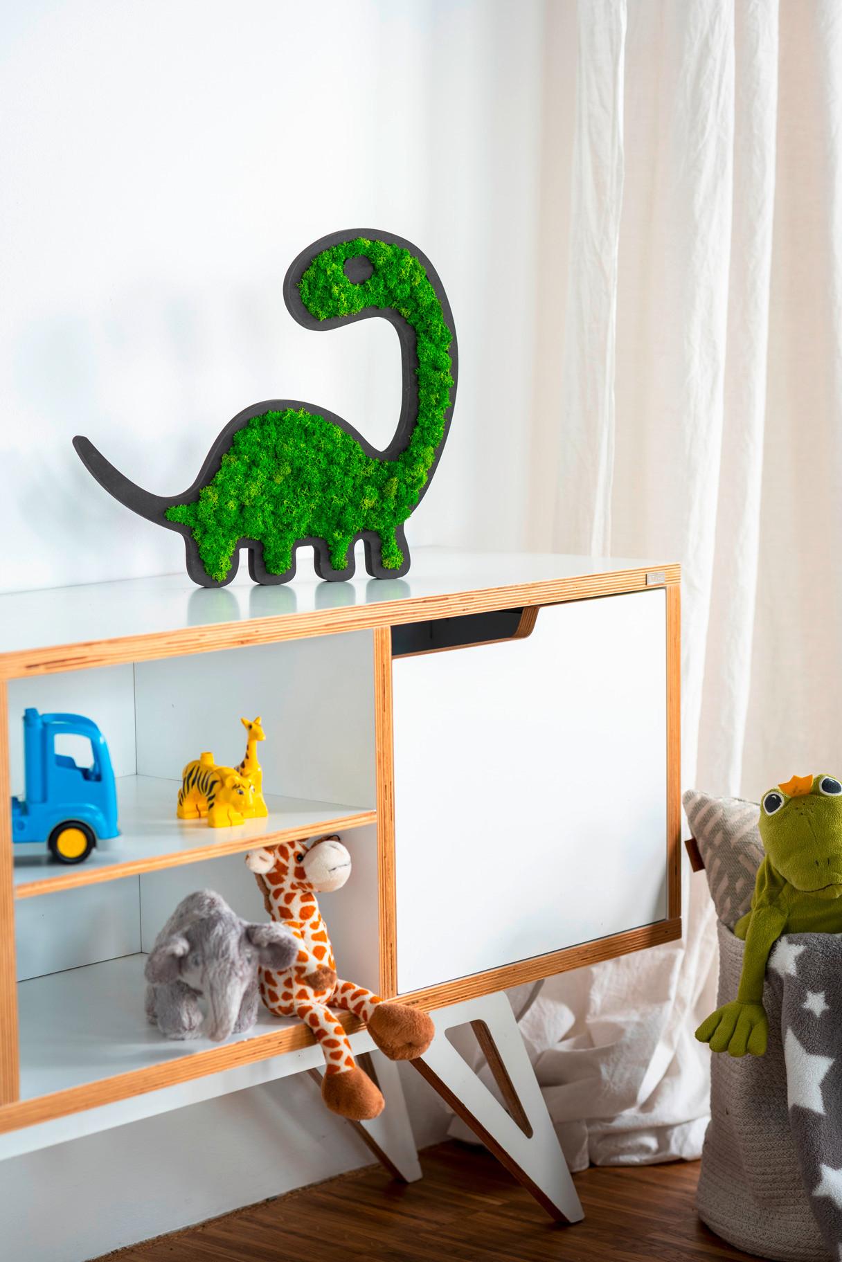 Machový obraz DINO - čierna/zelená, Basics, drevo/prírodné materiály (37,5/27/2cm)