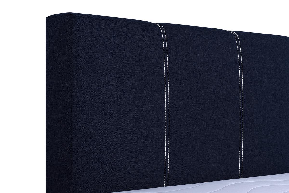 Boxspringbett Malta Mit Topper Blau, 180x200 Cm - Chromfarben/Blau, Basics, Holzwerkstoff/Textil (180/200cm) - P & B