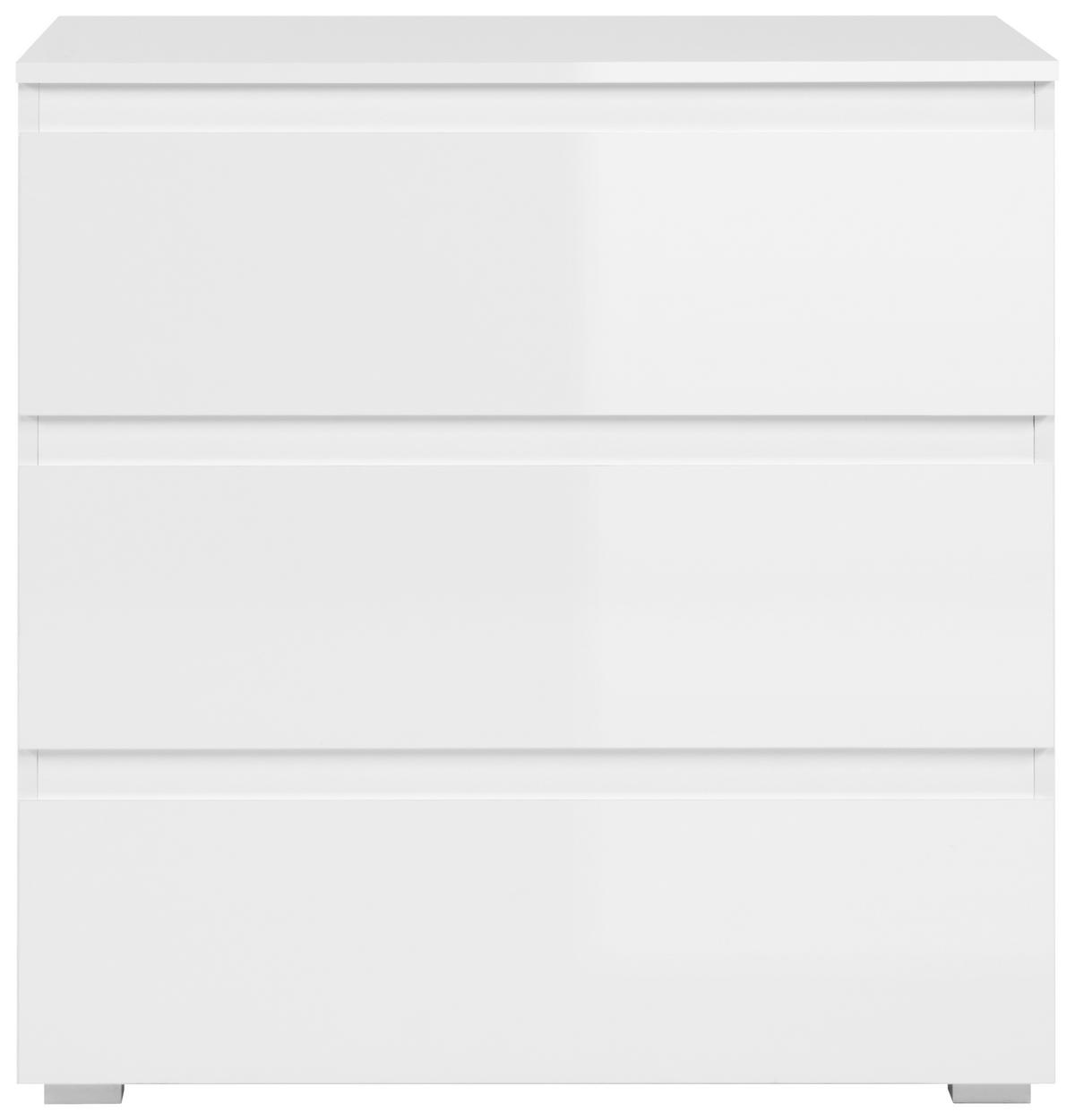 Kommode Capetown Melamin Weiß, B: 80 Cm - Silberfarben, Trend, Holzwerkstoff (80/80,5/45cm)