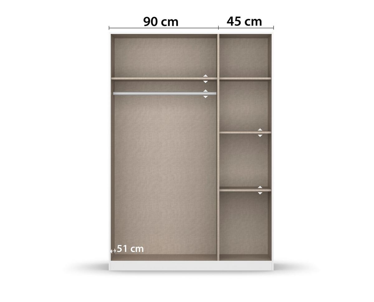 Skriňa s otočnými dverami dub Artisan/sivá 136cm - sivá/chrómová, Modern, kompozitné drevo/plast (136/197/54cm) - Rauch Möbel