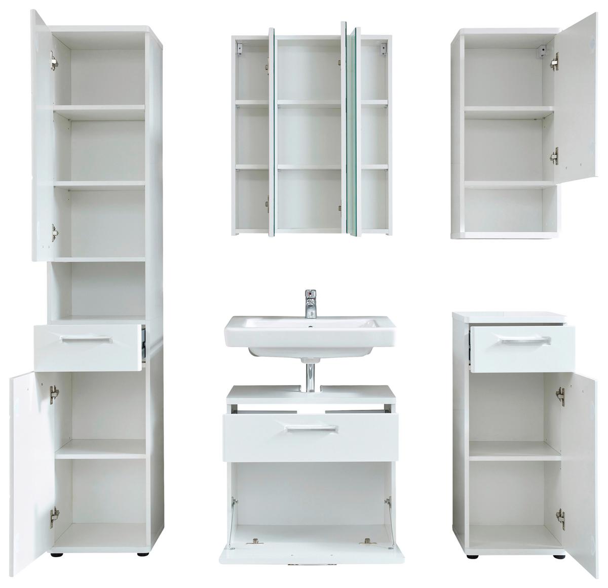 Spiegelschrank Monte Weiß B: 60 Cm - Weiß, MODERN, Glas/Holzwerkstoff (60/74/18cm) - MID.YOU