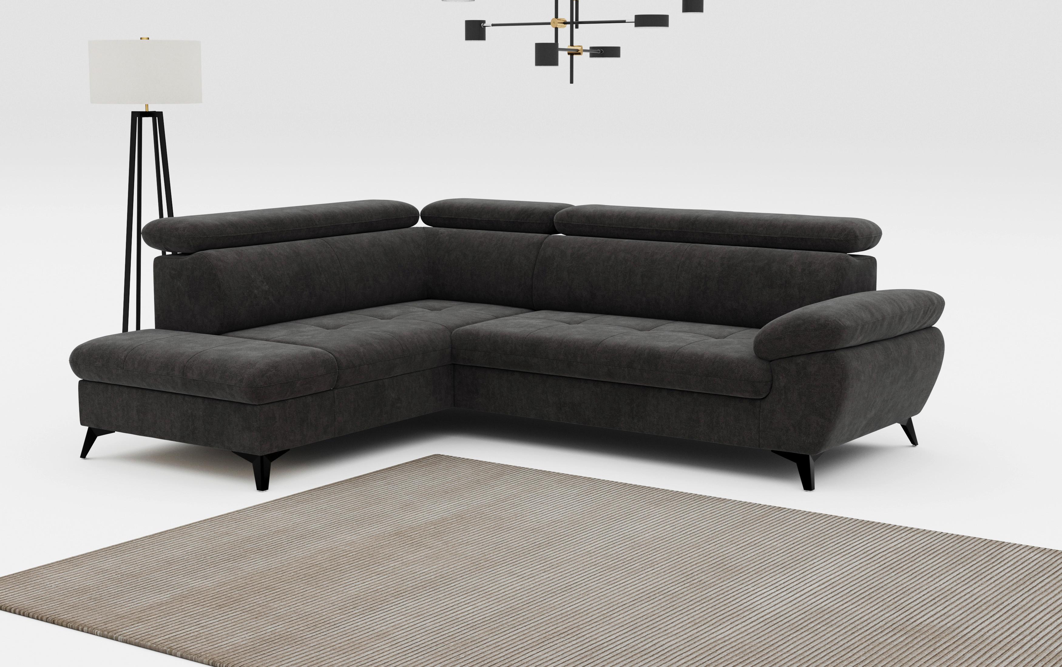 Ecksofa mit Bettkasten Hudson 100x256 cm Dunkelgrau - Schlammfarben/Dunkelgrau, Textil (207/265cm) - MID.YOU
