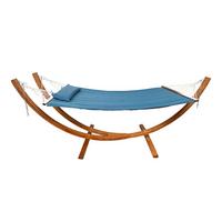 Hängemattengestell Hawaii Incl Matte - Blau/Lärchefarben, Basics, Holz/Textil (320/120/130cm) - Ambia Garden