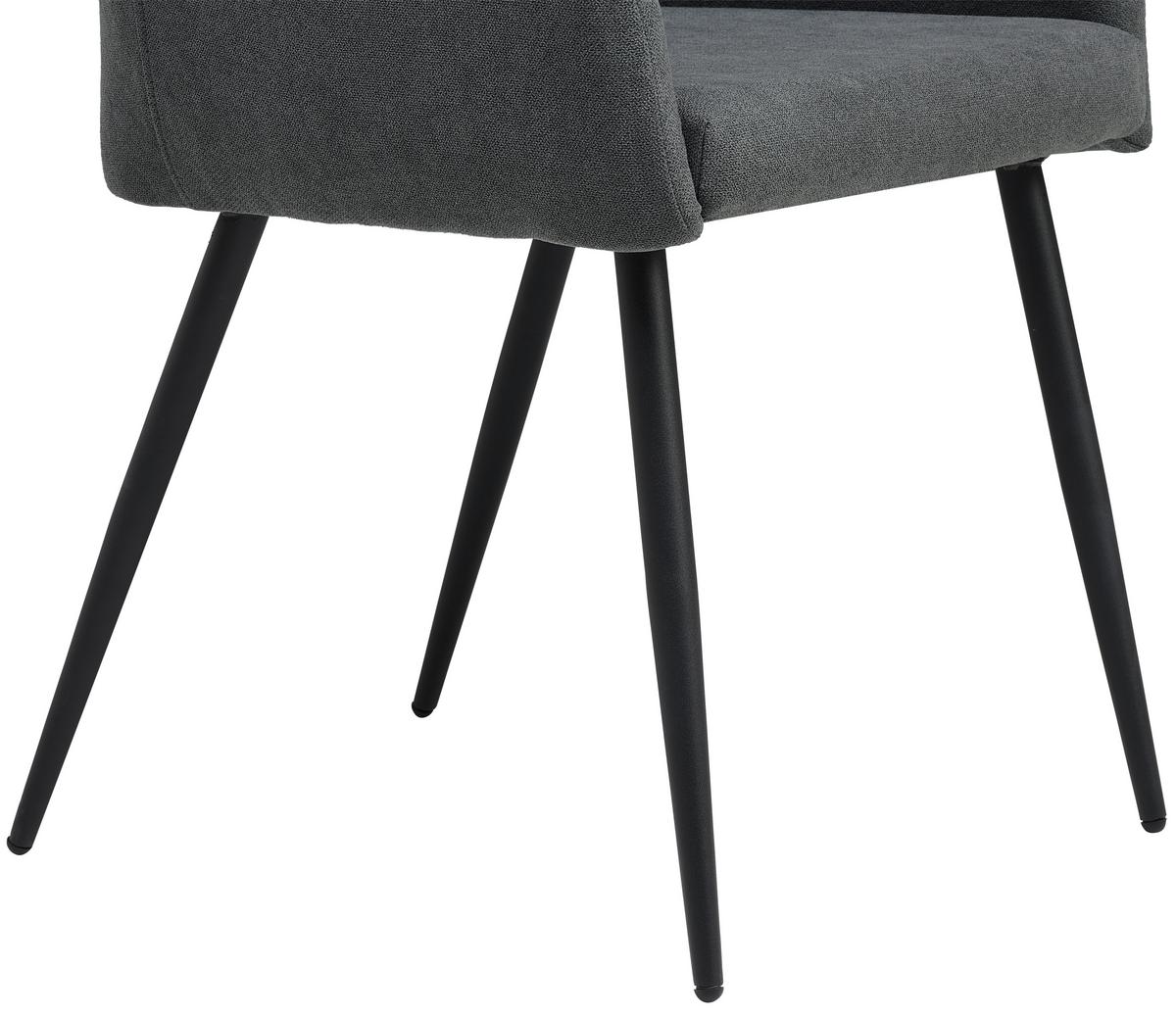 Armlehnstuhl Adelina Grau/Schwarz Gepolstert - Schwarz/Grau, LIFESTYLE, Textil/Metall (56/87/60cm) - MID.YOU
