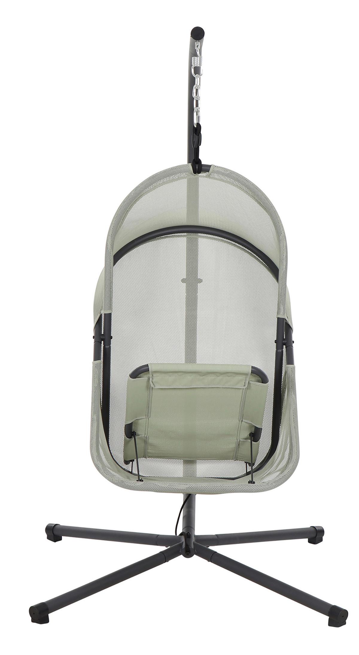 Hängesessel Mit Gestell Mit Sitz- Und Rückenkissen - Anthrazit/Grün, KONVENTIONELL, Kunststoff/Textil (123/192/102cm) - Siena Garden