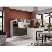 Küchenzeile Premium mit Geräte 280 cm Grau/Weiß + Kochinsel - Weiß/Grau, MODERN, Holzwerkstoff (280/200/270cm) - Respekta
