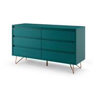 Kommode Blau B: 120cm - Blau/Messingfarben, Design, Holzwerkstoff (120/70/40cm) - Livetastic