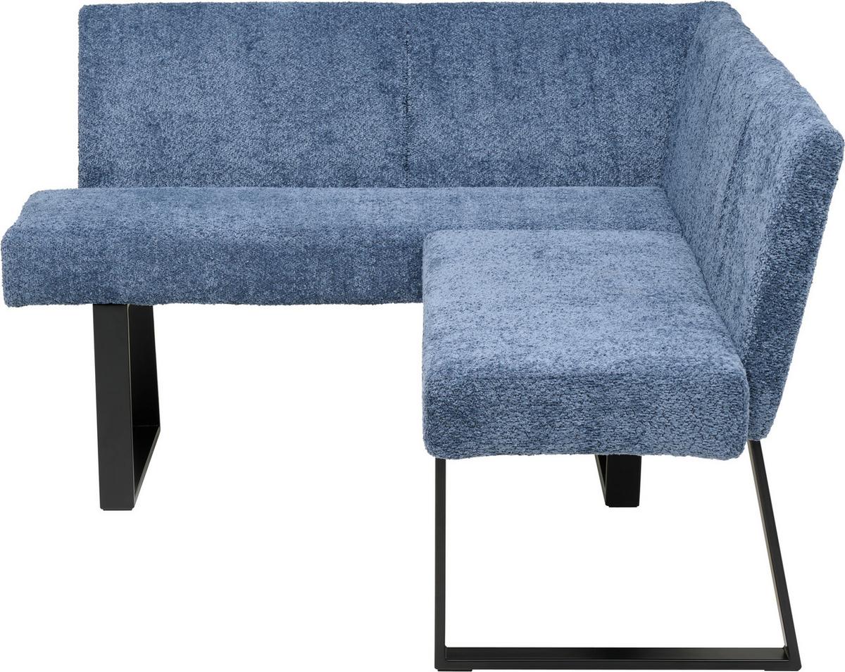 Eckbank Terri Dunkelblau, S: 132x163 cm - Schwarz/Dunkelblau, KONVENTIONELL, Textil/Metall (130/160cm) - MID.YOU