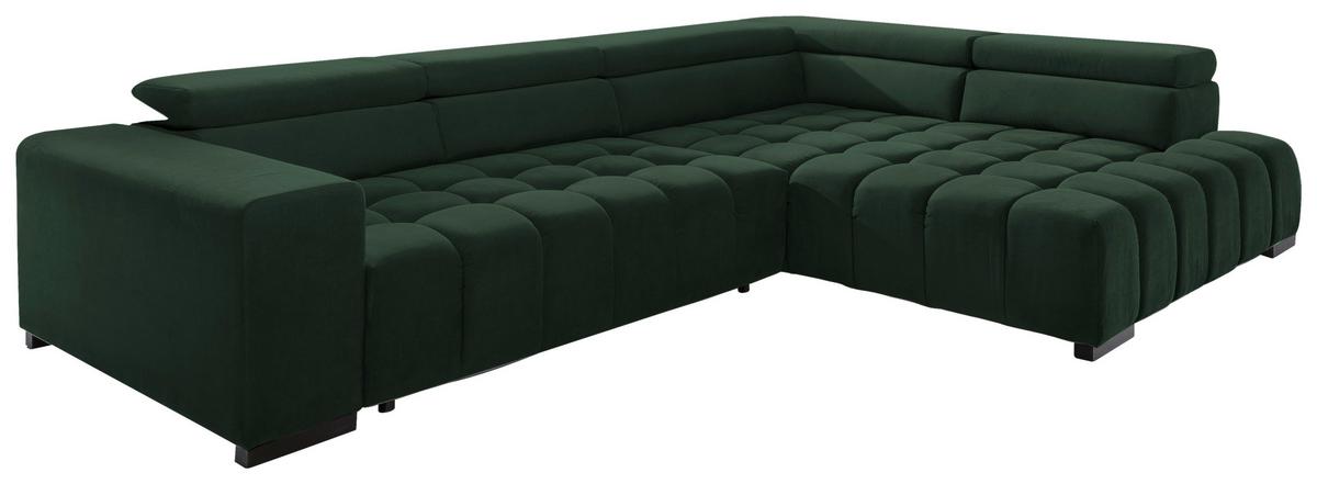 Eckschlafsofa Elias Neu Grün S: 307 cm - Schwarz/Grün, Design, Textil (307/201cm) - Livetastic