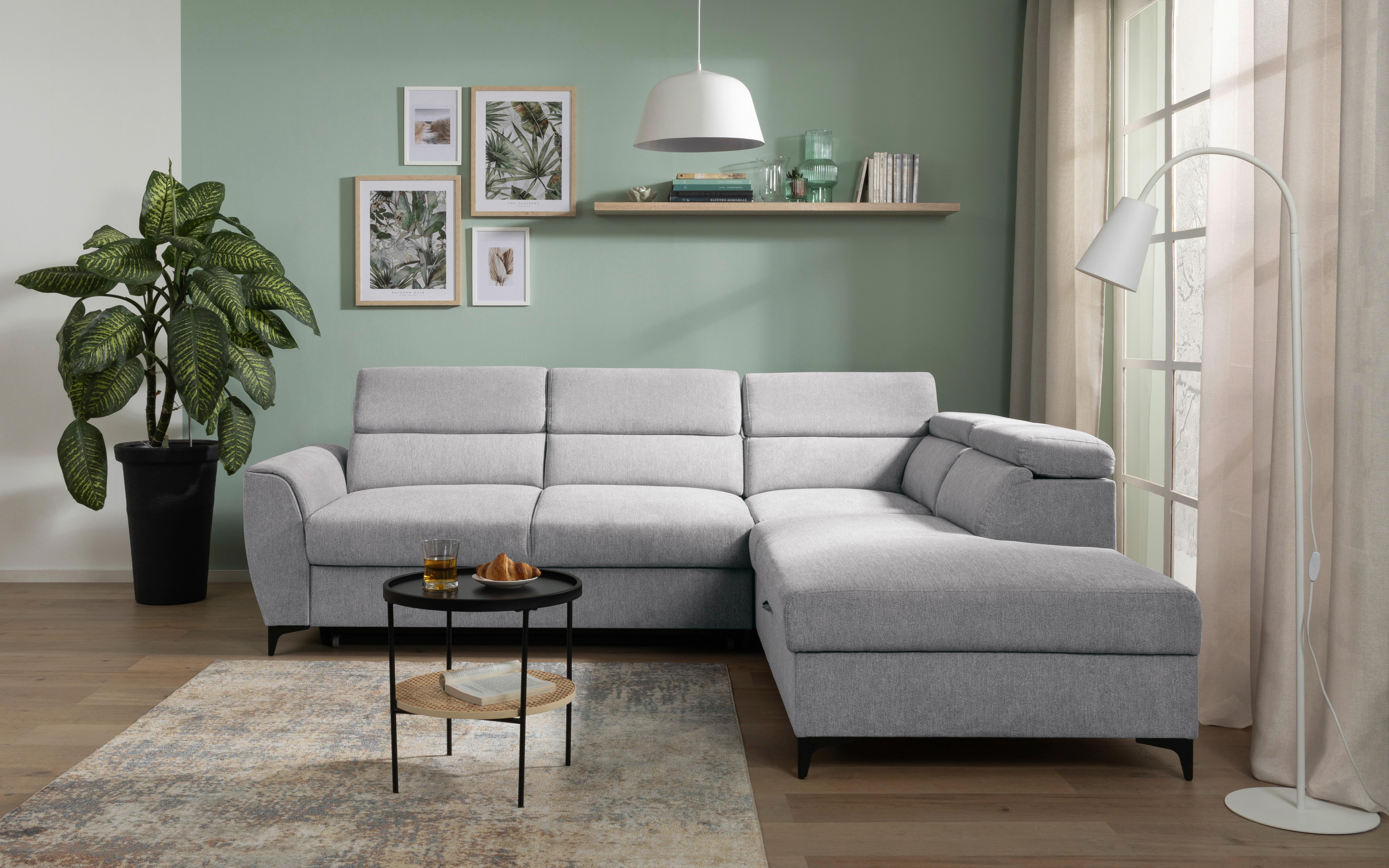Ecksofa Lapis Hellgrau S: 255/217 cm - Hellgrau/Schwarz, KONVENTIONELL, Textil (255/217cm) - MID.YOU