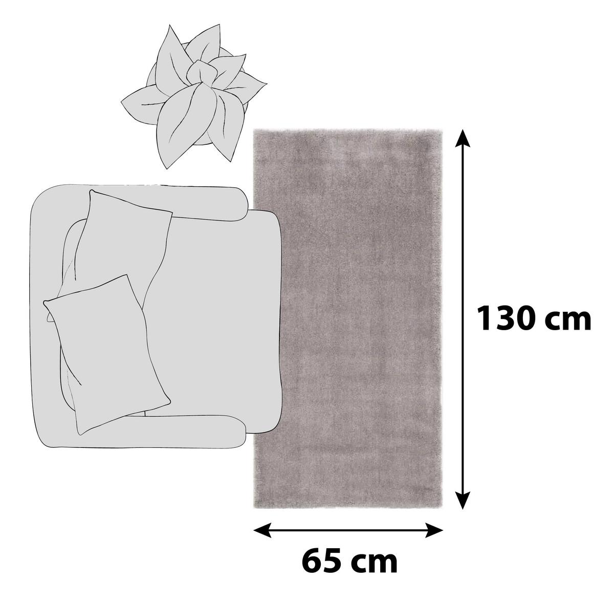 Hochflorteppich Royal Shaggy Grau 65x130 cm - Grau, Basics, Textil (65/130cm) - Novel