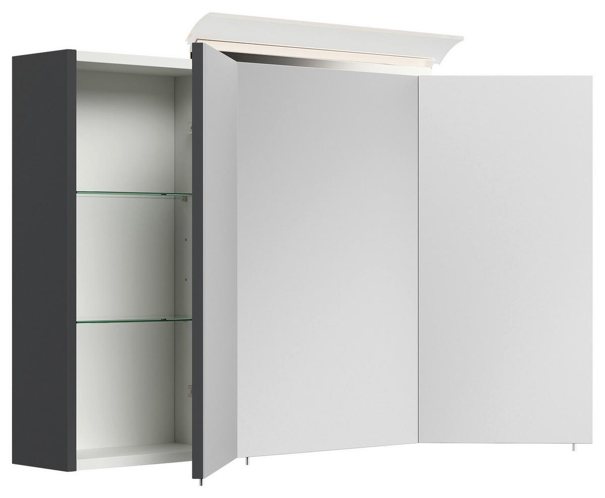 Spiegelschrank Graphitfarben B: 100 cm - Graphitfarben, MODERN, Glas/Holzwerkstoff (100/62/17cm) - MID.YOU