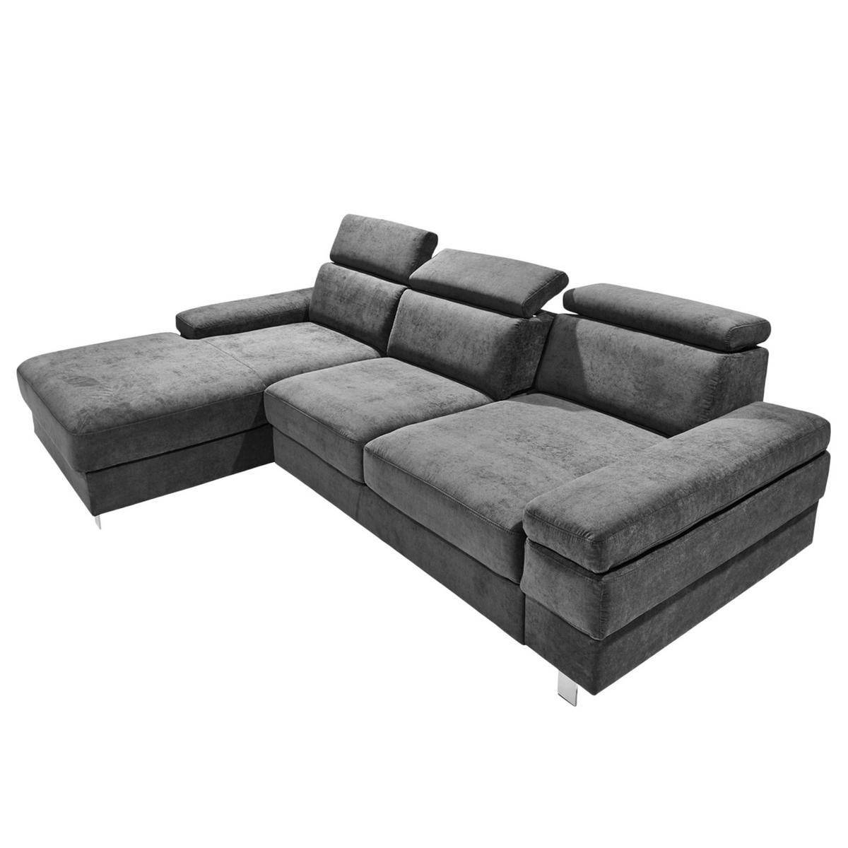 Ecksofa Elvis, Anthrazit S: 182x259 Cm - Anthrazit/Silberfarben, KONVENTIONELL, Textil (182/259cm) - Trendmanufaktur