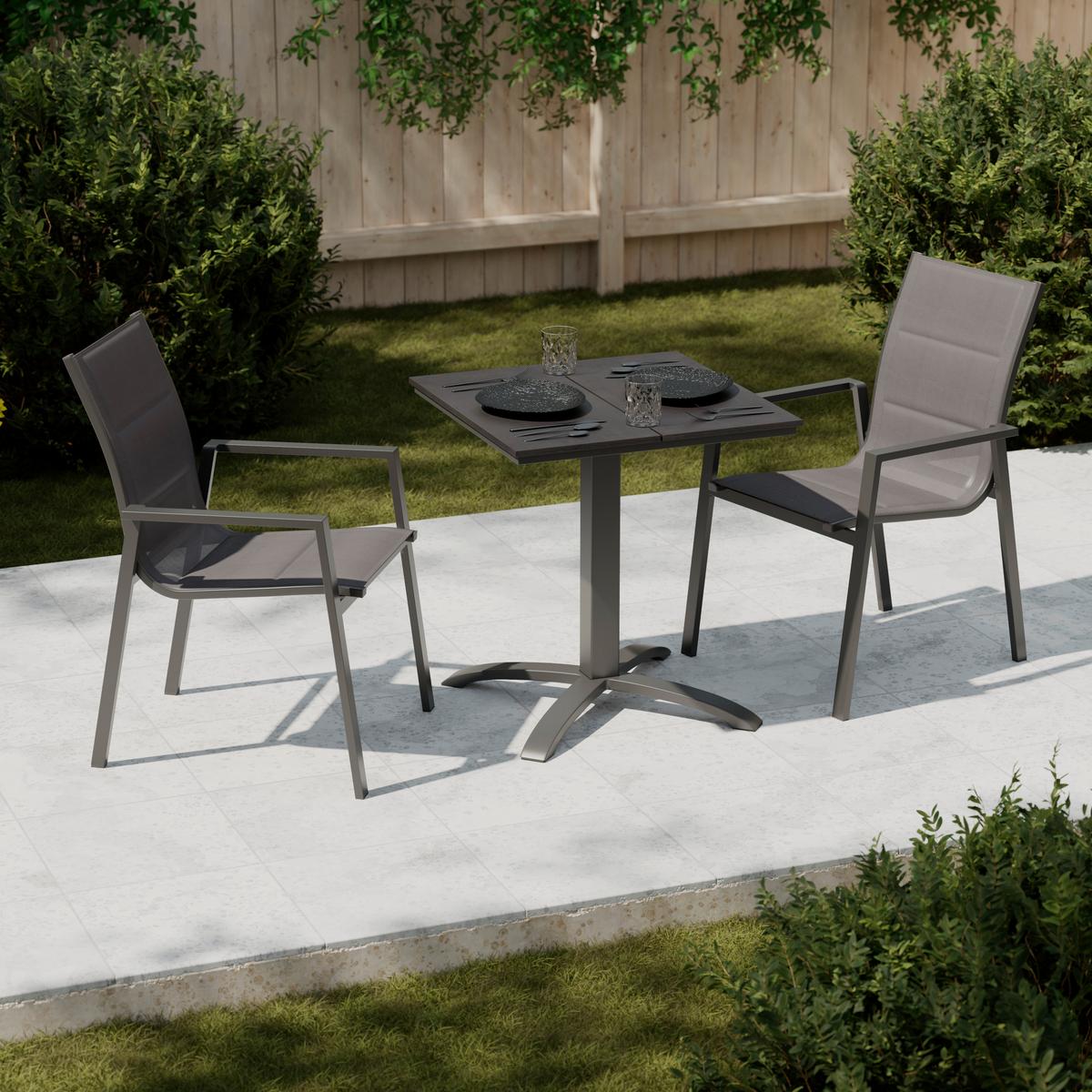 ZÁHRADNÝ STÔL FLORIAN 1 - čierna, Basics, kov/plast (66/66/72cm) - Mömax