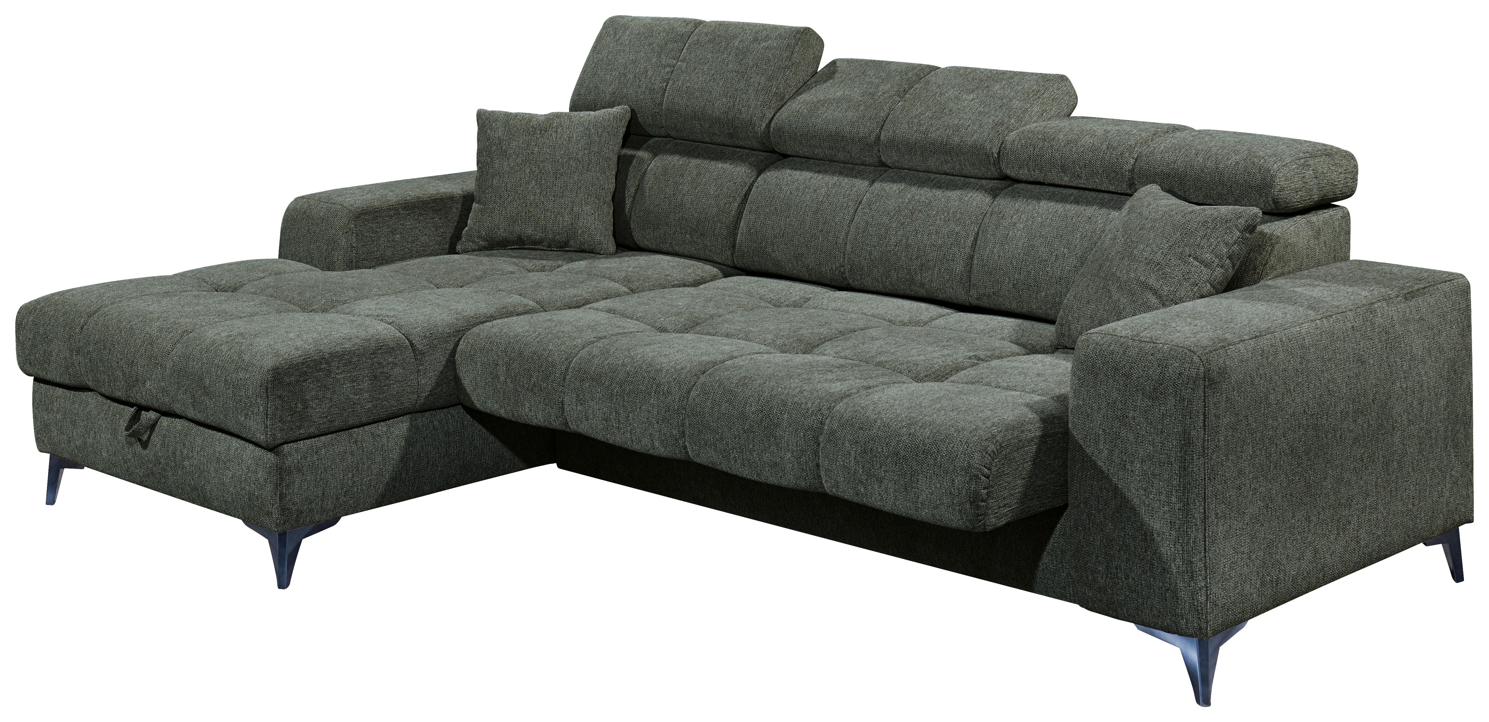 Ecksofa Sydney Dunkelgrün S: 172/268 cm - Dunkelgrün/Schwarz, KONVENTIONELL, Textil (172/268cm) - MID.YOU