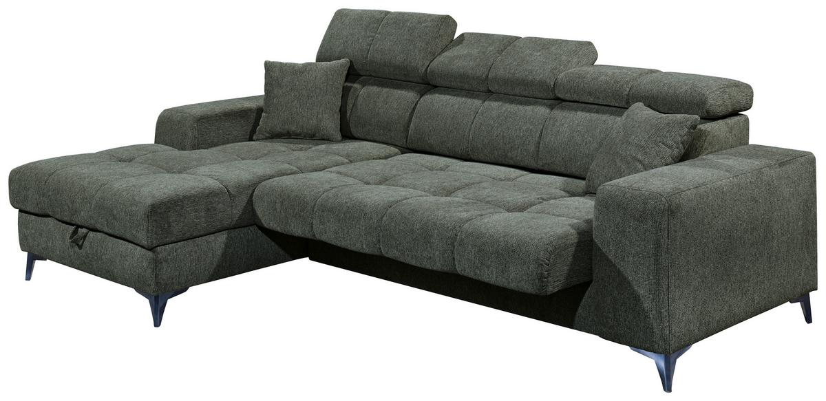Ecksofa Sydney Dunkelgrün S: 172/268 cm - Dunkelgrün/Schwarz, KONVENTIONELL, Textil (172/268cm) - MID.YOU