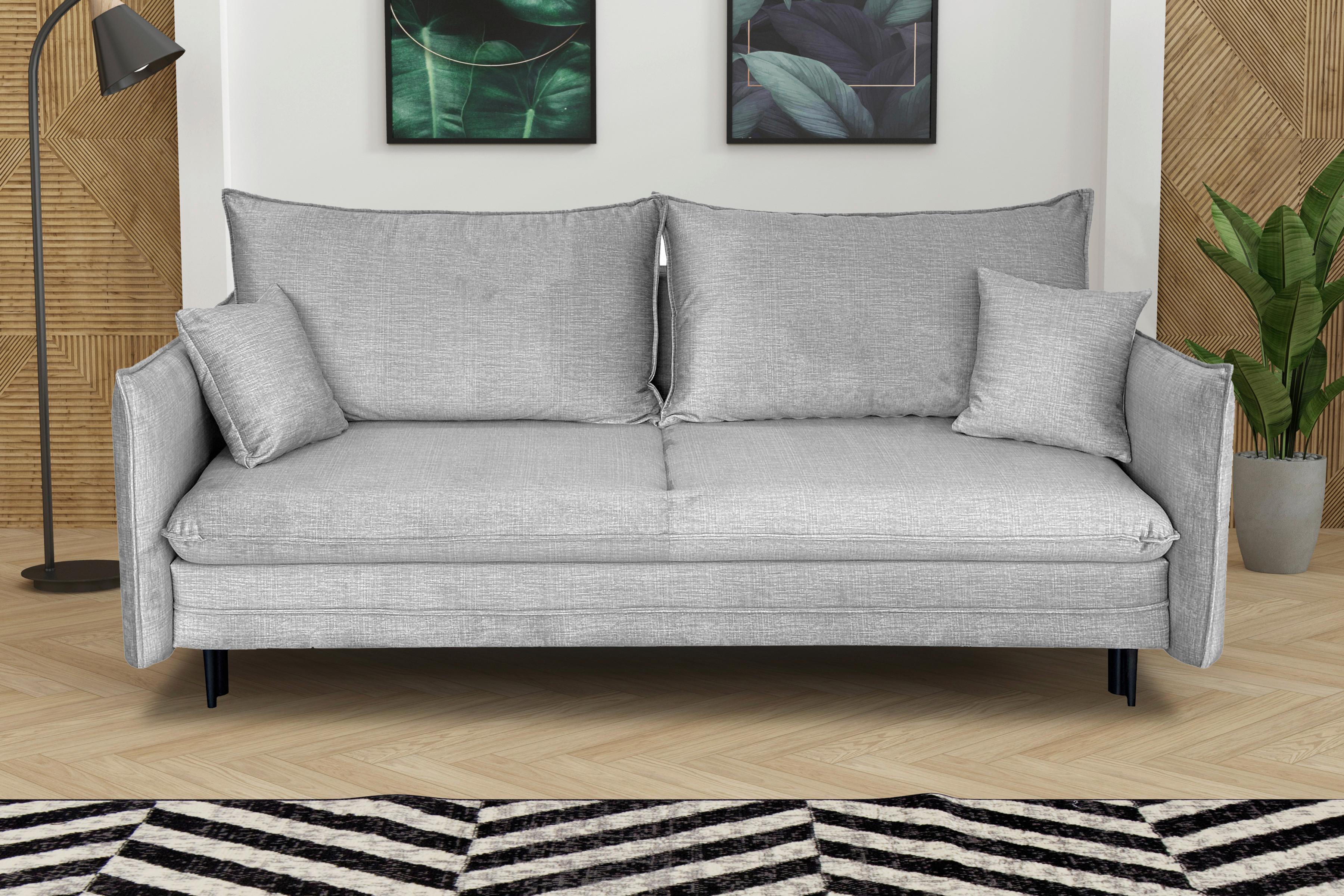 3-sitzer-sofa Mit Schlaffunktion Melody B: 216cm - Schwarz/Grau, Design, Textil (216/96/102cm) - MID.YOU
