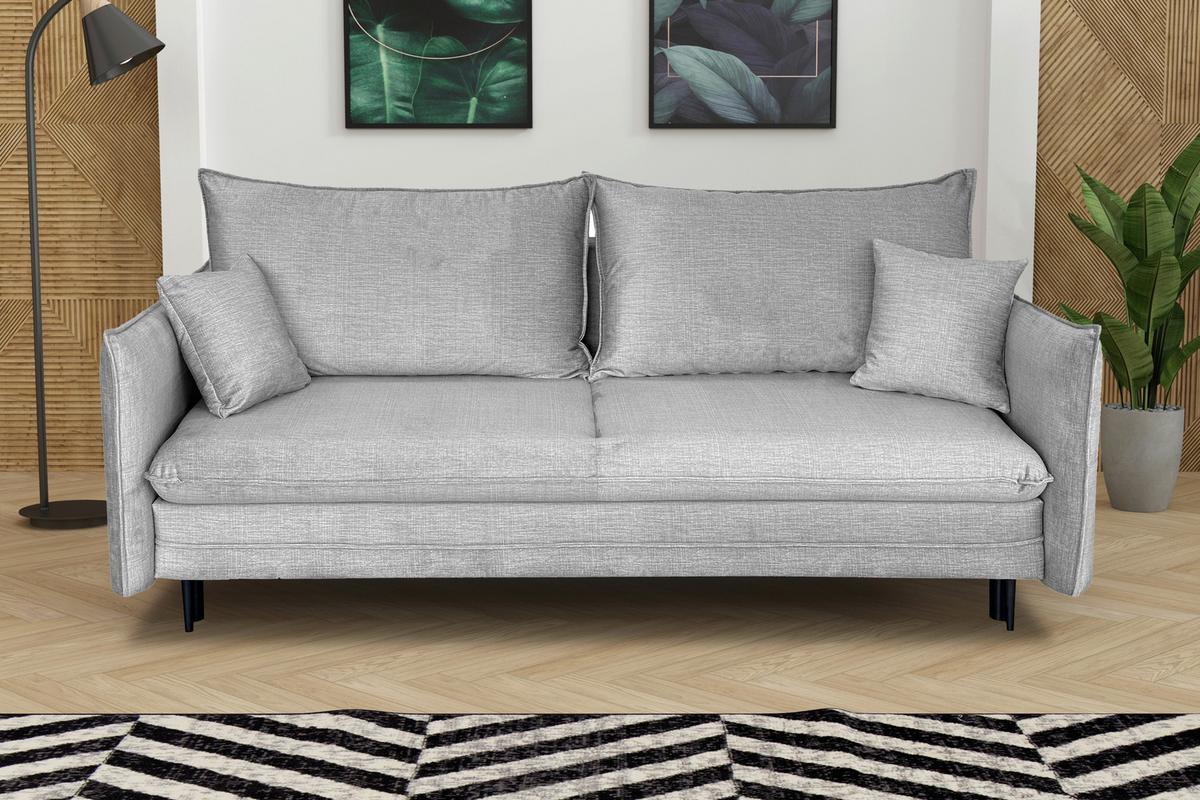 3-sitzer-sofa Mit Schlaffunktion Melody B: 216cm - Schwarz/Grau, Design, Textil (216/96/102cm) - MID.YOU