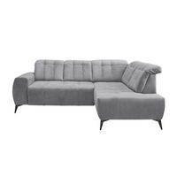Ecksofa mit USB Anschluss Sano, Hellgrau, S: 261x200 cm - Hellgrau/Schwarz, MODERN, Textil (261/200cm) - Livetastic
