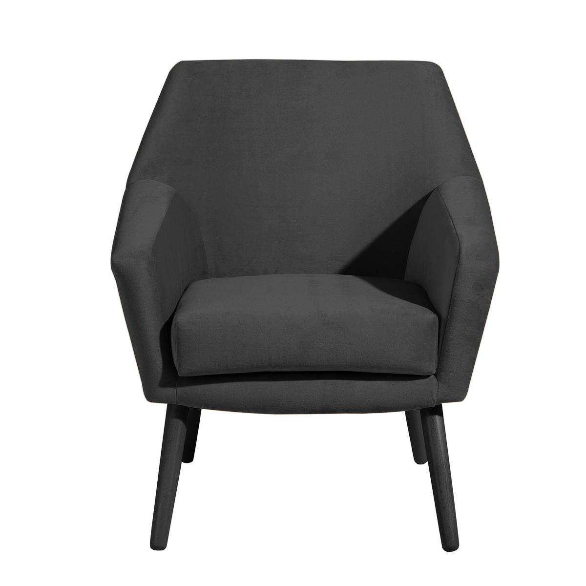 Polstersessel Mit Armlehnen Alegro Samt Anthrazit - Anthrazit/Schwarz, Design, Textil (67/81/71cm) - Max Winzer