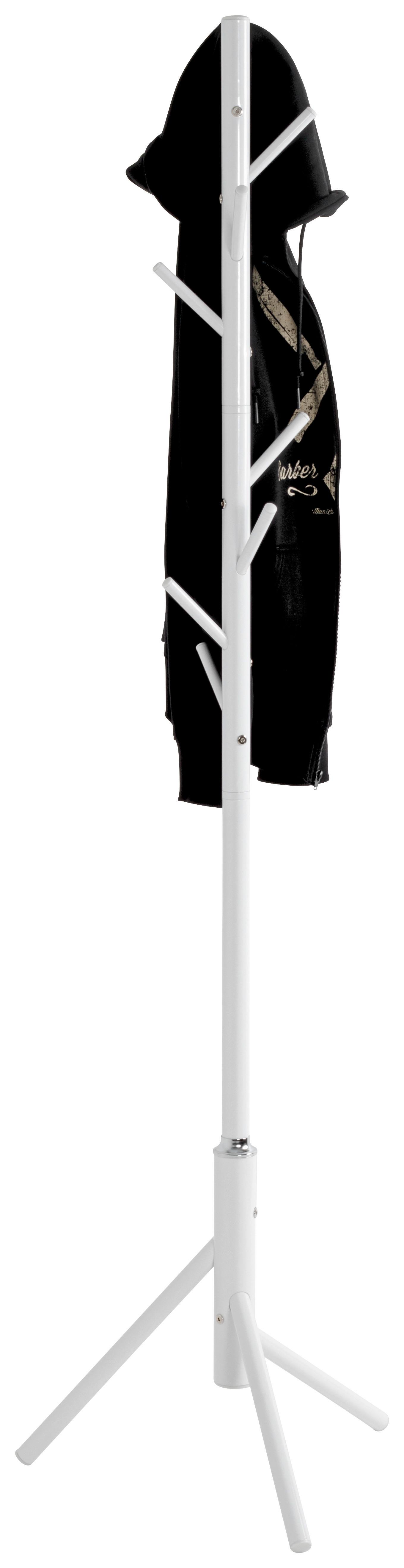 Kleiderständer Nadja Weiß 8 Haken H: 48 cm - Weiß, MODERN, Metall (48/173/48cm)