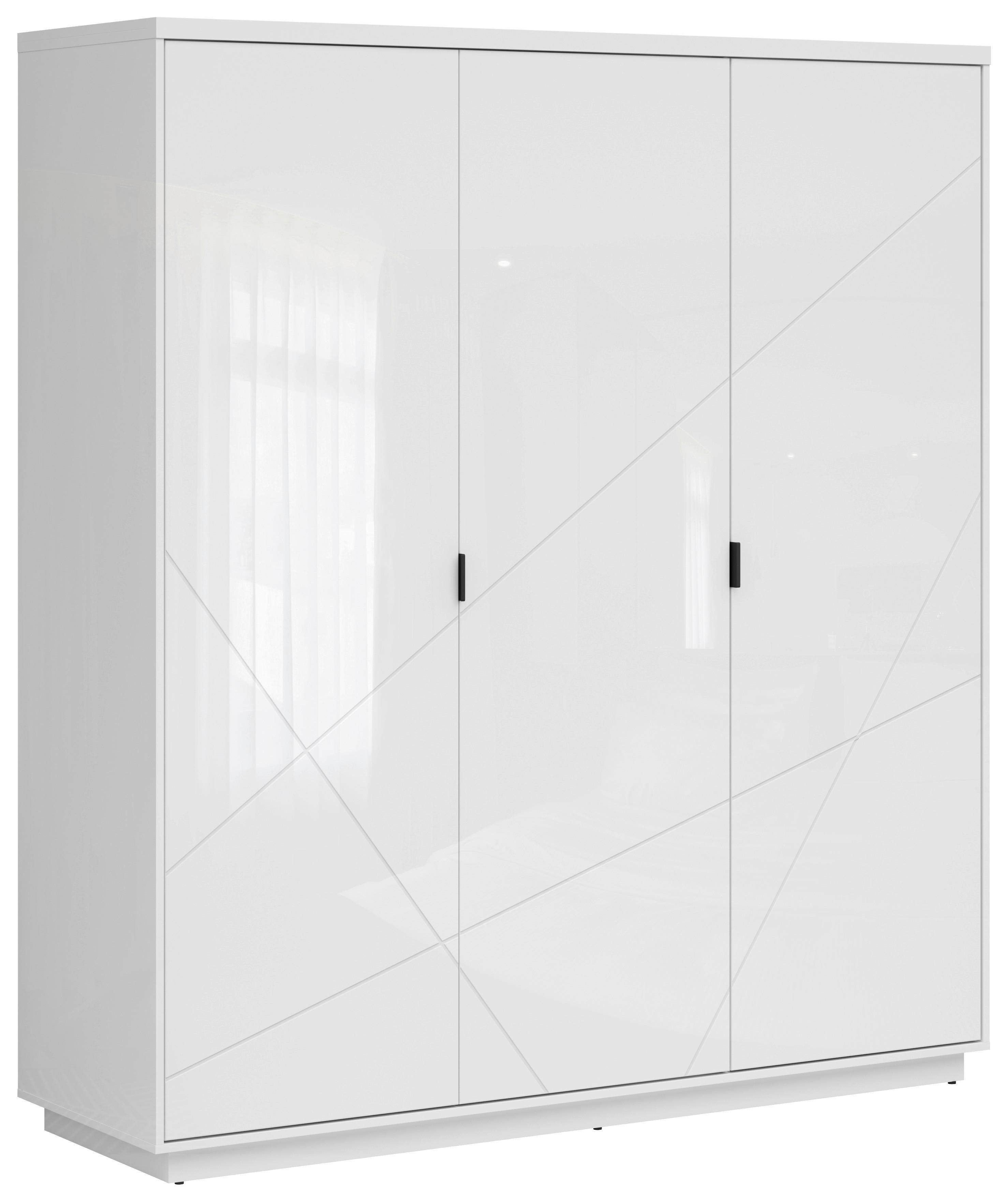 DREHTÜRENSCHRANK FORN - Weiß Hochglanz/Weiß, MODERN, Holzwerkstoff (180/200,5/56,5cm) - MID.YOU