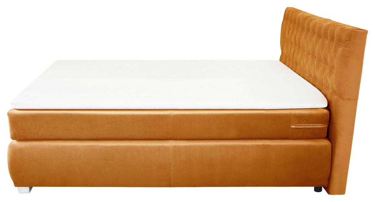 Boxspringbett Rumba inkl. Matratze 120x200 - Platinfarben/Gelb, Basics, Textil (120/200cm) - Livetastic