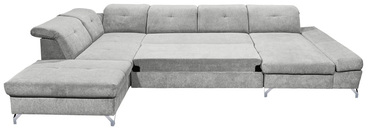 Ecksofa Melfi Schlammfarben U: 245 Cm - Schlammfarben/Silberfarben, MODERN, Textil (245/350/168cm) - MID.YOU