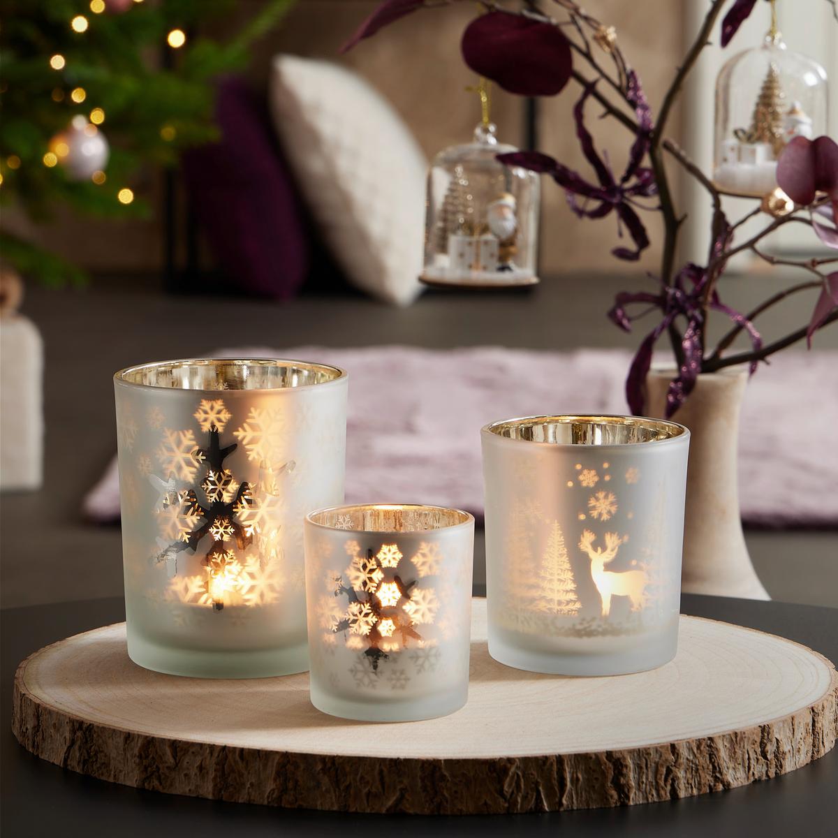 Windlicht Amalie - Silberfarben/Goldfarben, KONVENTIONELL, Glas (7/8cm) - Luca Bessoni