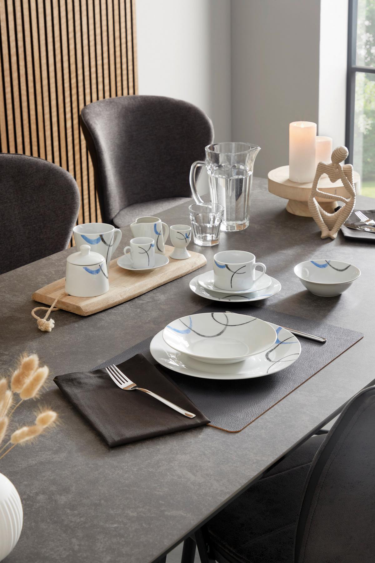 Kombiservice Kathalea Keramik 6 Personen Geschirr Set - Blau/Weiß, KONVENTIONELL, Keramik - Luca Bessoni