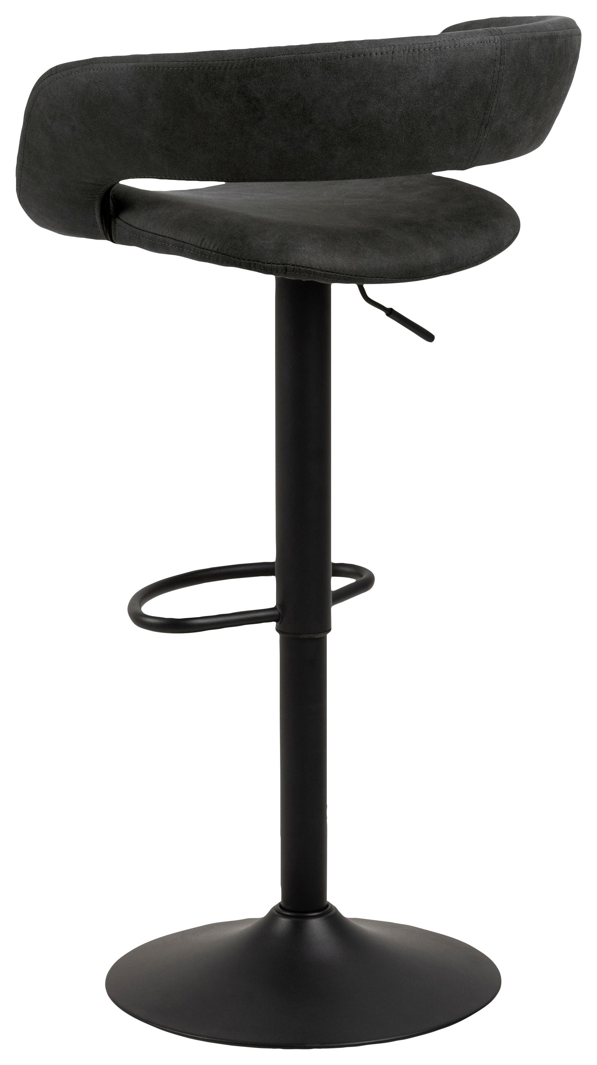 Barhocker höhenverstellbar Mit Lehne Grace Anthrazit - Anthrazit/Schwarz, Design, Textil/Metall (54/83-104/49cm) - MID.YOU