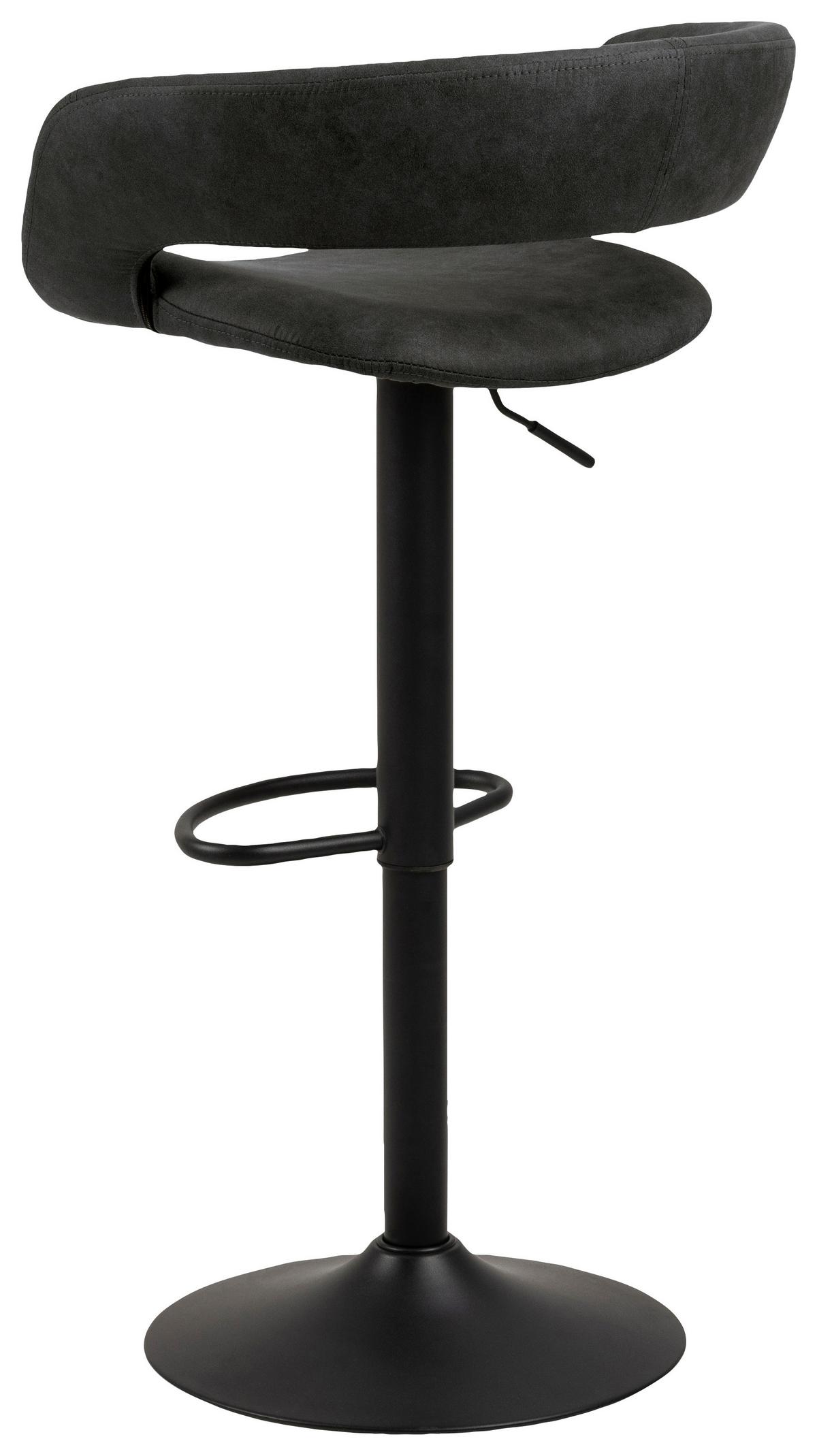 Barhocker höhenverstellbar Mit Lehne Grace Anthrazit - Anthrazit/Schwarz, Design, Textil/Metall (54/83-104/49cm) - MID.YOU