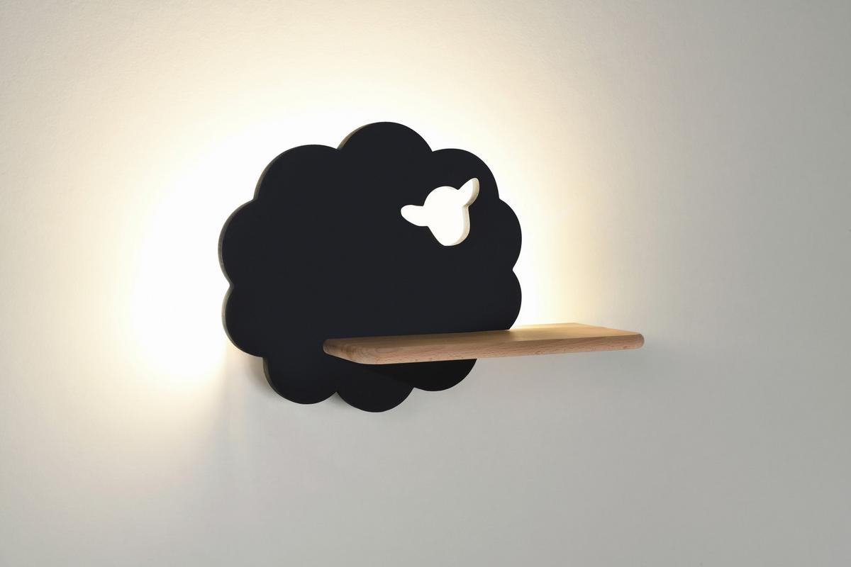 Kinderwandleuchte 21-84826 Sheep - Schwarz, Basics, Holz/Holzwerkstoff (36/12/24cm)
