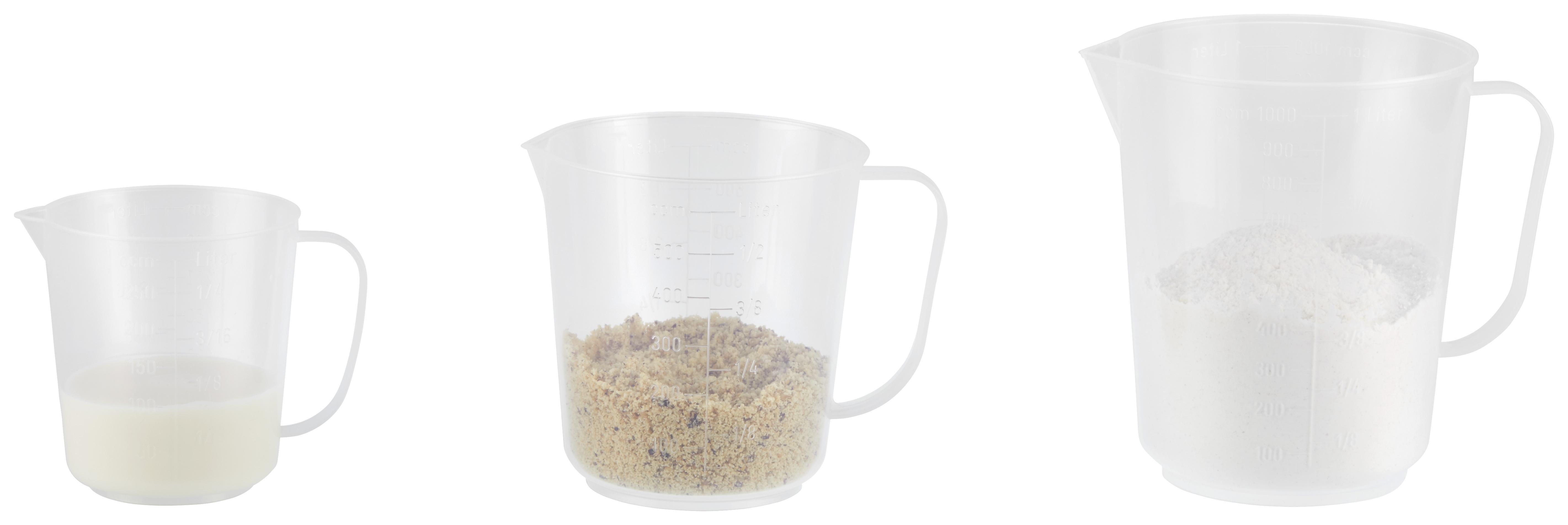 3-teiliges Messbecher-Set Aus Kunststoff – 250 Ml, 500 Ml, 1000 Ml, Mit Klaren Skalen, BPA-frei