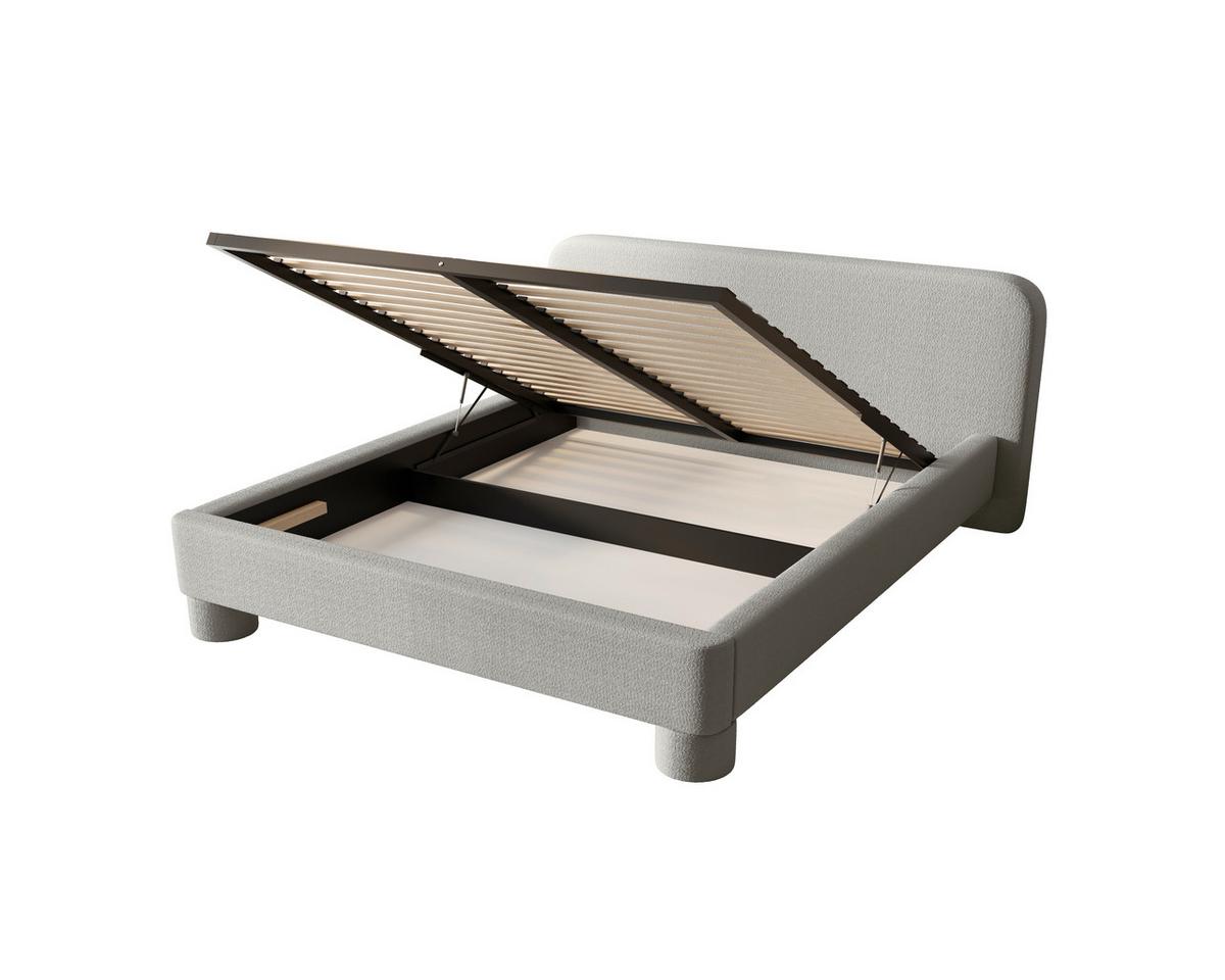 Polster Bett Bill 120 Creme LF: 120x200 cm - Schwarz/Grau, MODERN, Textil/Metall (140/200cm) - MID.YOU