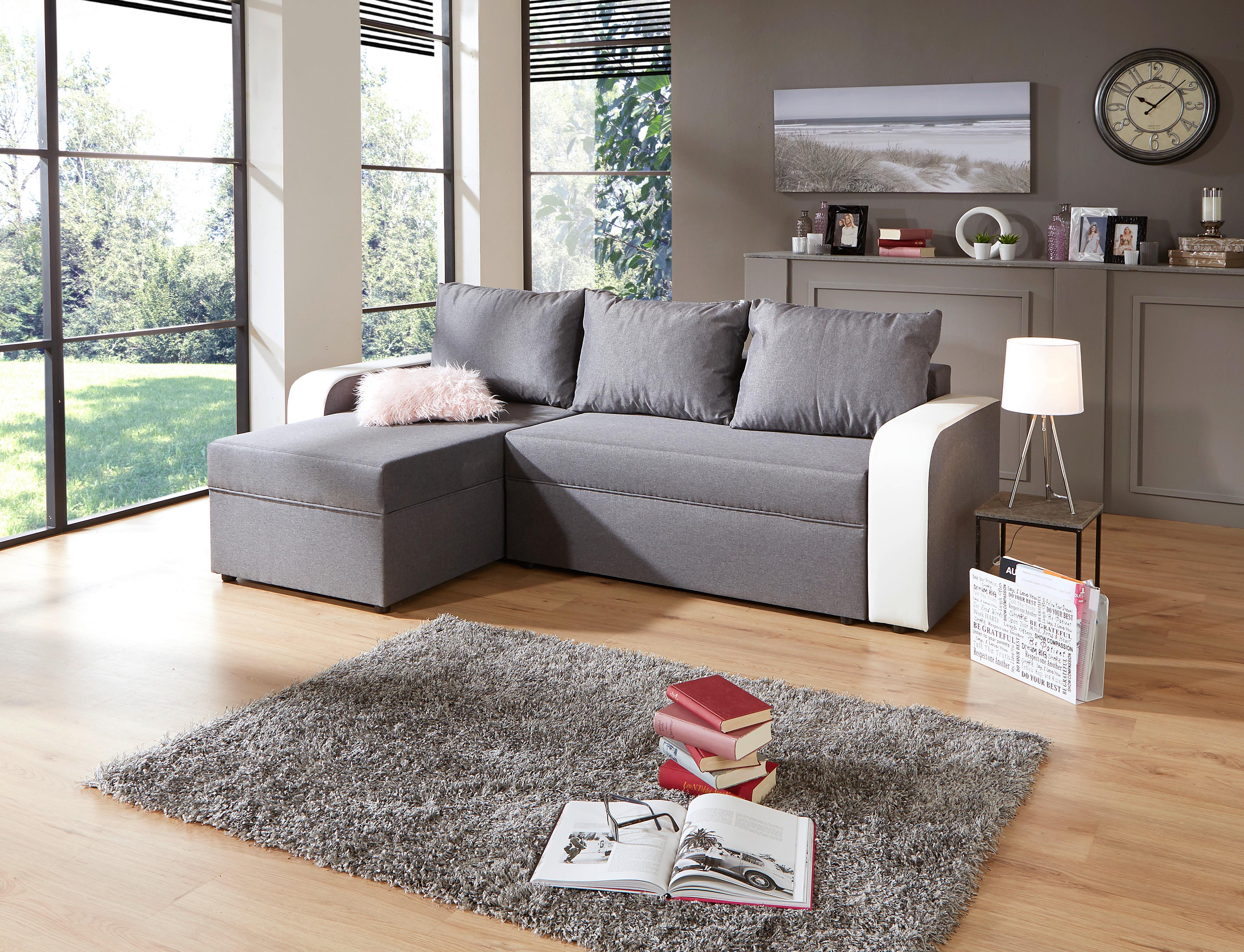 Ecksofa Mit Schlaffunktion Racer, Webstoff/lederlook - Schwarz/Weiß, KONVENTIONELL, Holz/Textil (149/237cm)