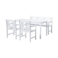 Gartntischgruppe Rosenborg Weiß, 5 -Teilig. - Weiß Hochglanz, Natur, Holz (165/89/130cm) - Gardenson