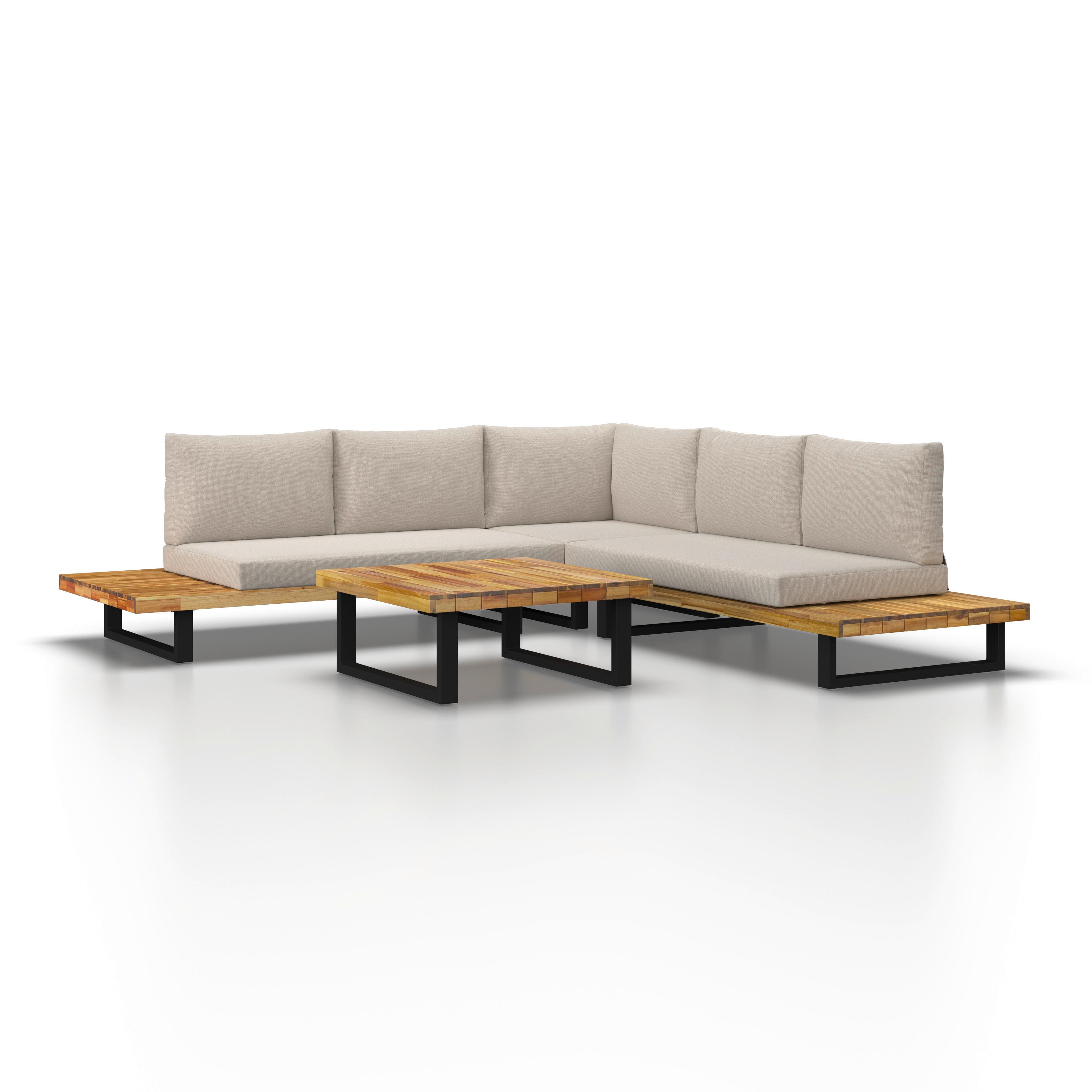 TERASOVÁ SEDACIA SÚPRAVA CRISTINA - čierna/krémová, Modern, kov/drevo (254/78/82cm) - Bessagi Garden