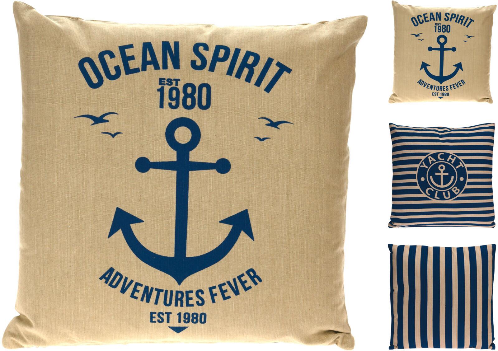 DEKORAČNÝ VANKÚŠ OCEAN - béžová, textil (45/45/8cm)