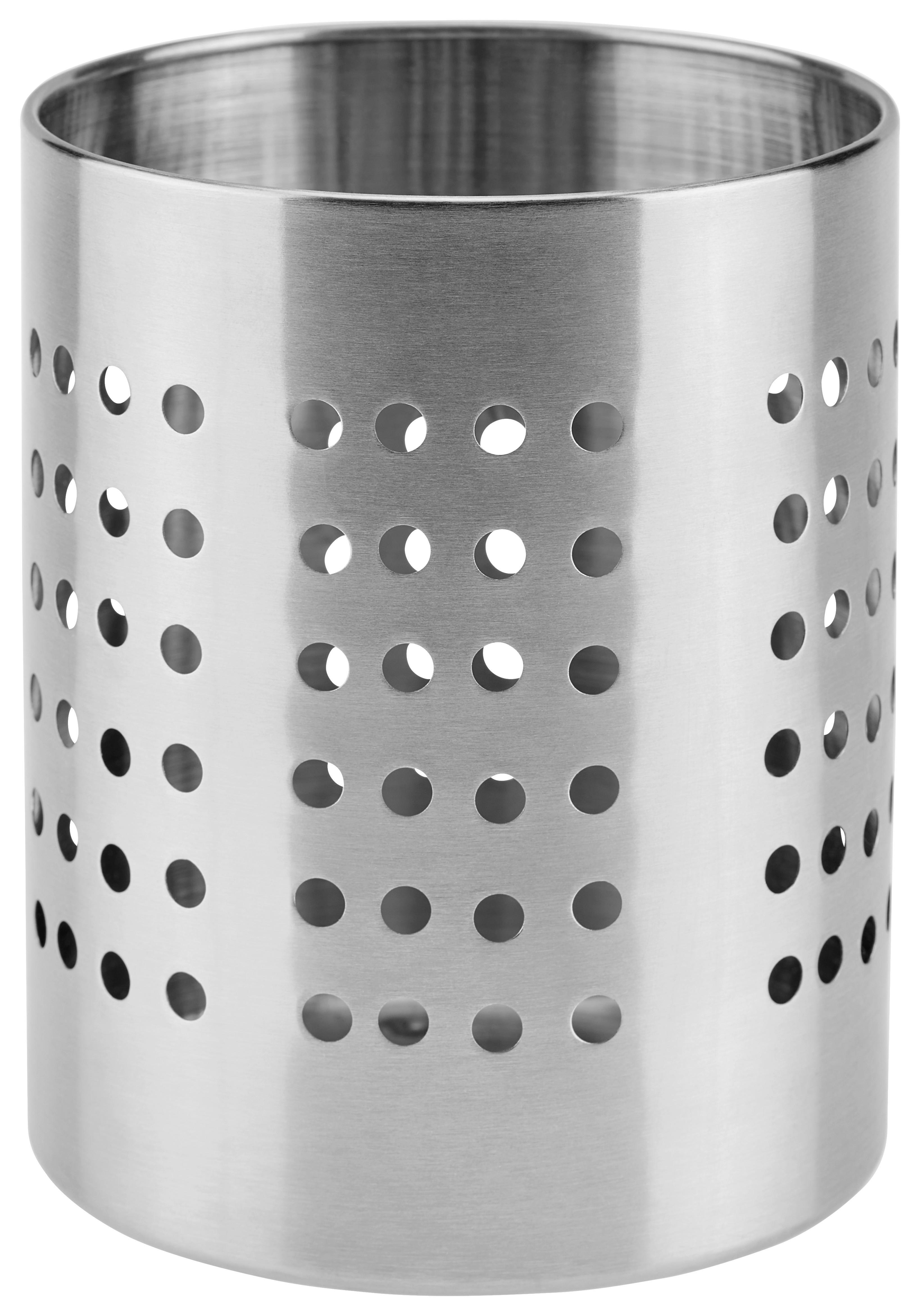 Küchenutensilienhalter Myriam Aus Edelstahl D/H: 12/14 cm - Edelstahlfarben, MODERN, Metall (12/14cm) - Luca Bessoni